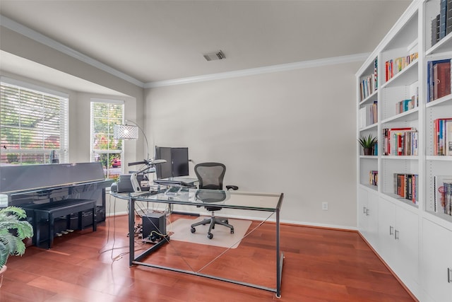13811 Brannon Field Ln, Houston, TX 77041 - office with ornamental molding and wood finished floors