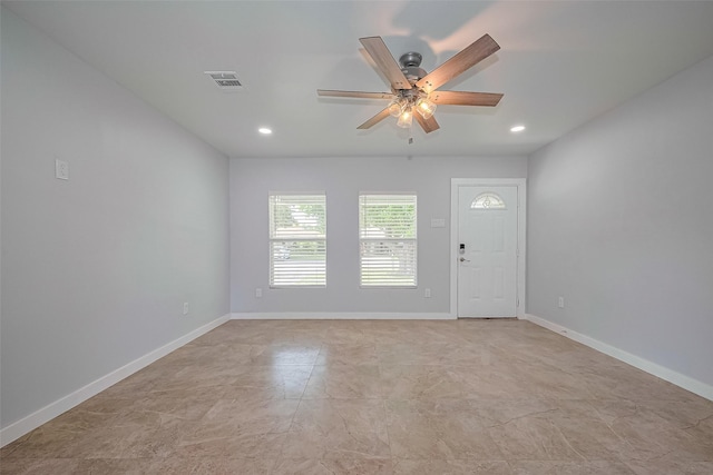 52 Penway St, Houston, TX 77022 - entryway featuring a ceiling fan and recessed lighting