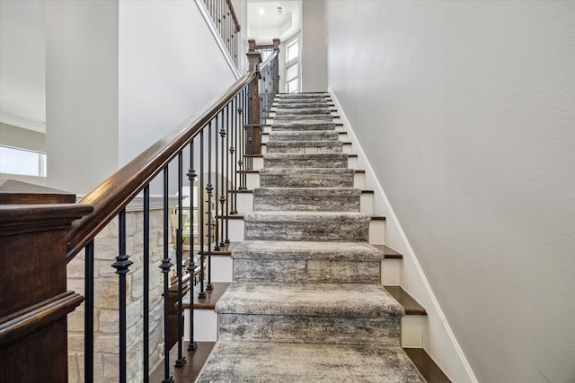 1219 W 25th St Unit A, Houston, TX 77008 - stairs with a towering ceiling and ornamental molding