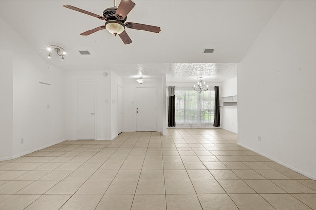 4718 Misty Shadows Dr, Houston, TX 77041 - unfurnished room featuring a chandelier, light tile patterned floors, and ceiling fan