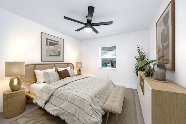 6615 Dewville Ln, Houston, TX 77076 - bedroom featuring a ceiling fan and wood finished floors