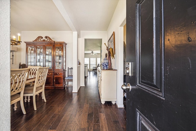 18314 Harvest Star Ct, Houston, TX 77084 - foyer with dark wood-style flooring and ceiling fan