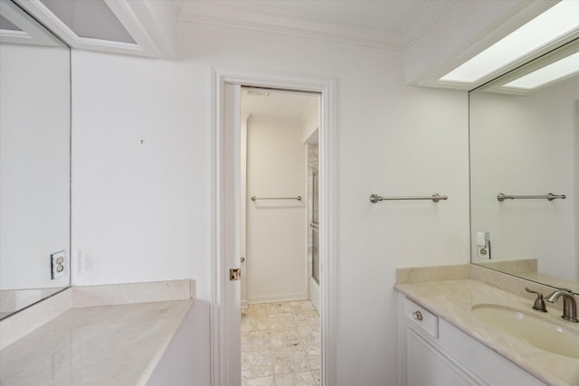 4932 Post Oak Timber Dr, Houston, TX 77056 - full bath featuring vanity and ornamental molding