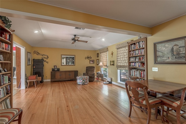 459 Brookwood Dr, Diboll, TX 75941 - living area featuring light wood-style flooring, a ceiling fan, and recessed lighting