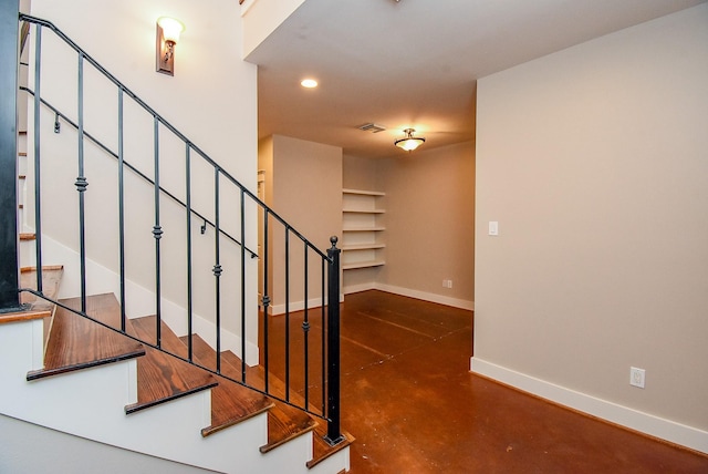 5238 Nett St, Houston, TX 77007 - stairs featuring concrete flooring and recessed lighting
