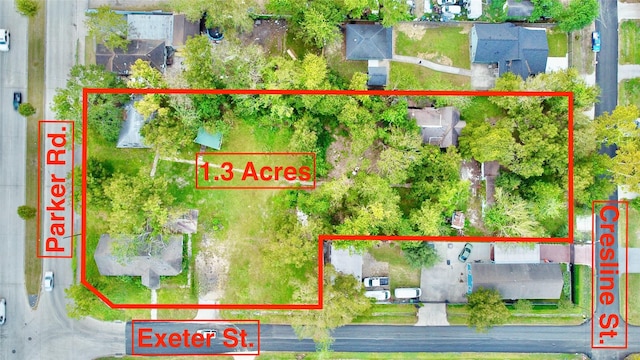 1815 Parker Rd, Houston, TX 77093 - aerial overview of property's location featuring property parcel outlined