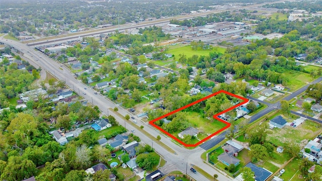 1815 Parker Rd, Houston, TX 77093 - aerial view of property and surrounding area with property parcel outlined