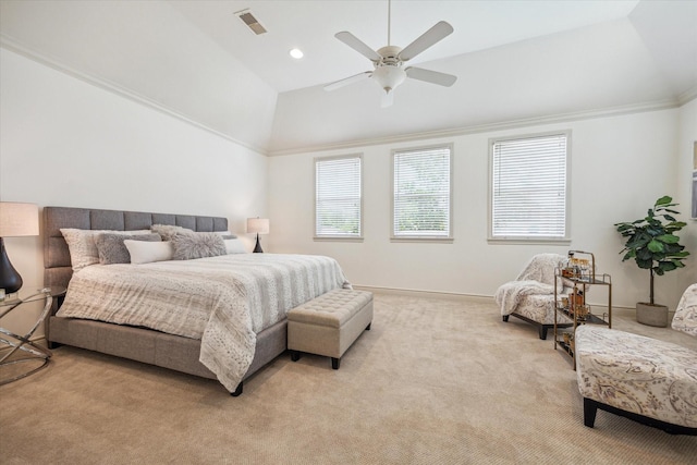 1518 Dunlavy St, Houston, TX 77006 - bedroom with carpet flooring, ceiling fan, high vaulted ceiling, and recessed lighting