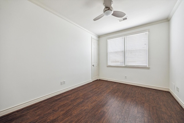 1518 Dunlavy St, Houston, TX 77006 - empty room featuring ornamental molding, dark wood finished floors, and a ceiling fan