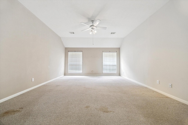 2016 Fairwood St, Pearland, TX 77581 - empty room with a ceiling fan, carpet, and lofted ceiling