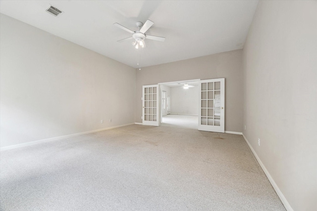 2016 Fairwood St, Pearland, TX 77581 - spare room with french doors, a ceiling fan, and carpet flooring