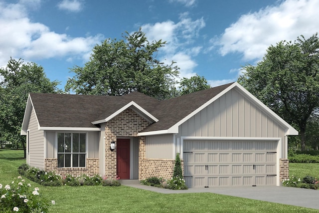1412 Whitney Ln, Brenham, TX 77833 - ranch-style house with brick siding, board and batten siding, and a front lawn
