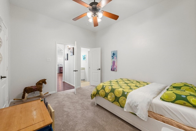 6531 Glenhill Dr, Spring, TX 77389 - carpeted bedroom with baseboards and ceiling fan