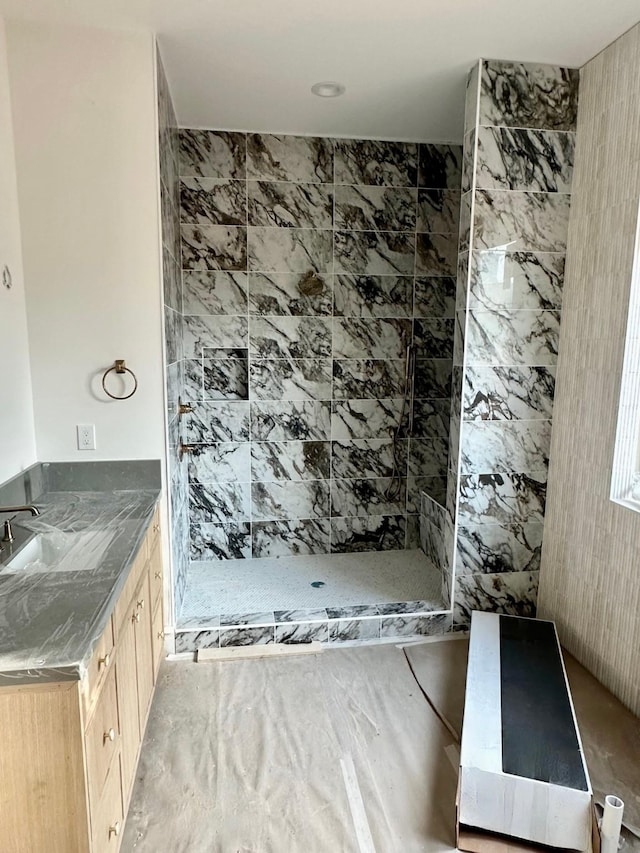 2434 Quenby St, Houston, TX 77005 - bathroom with tiled shower and vanity