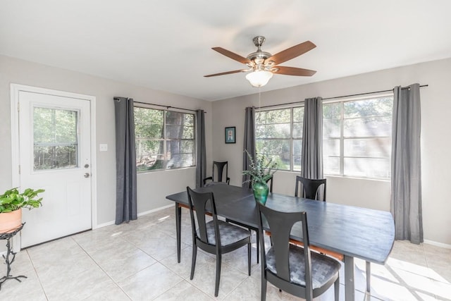 804 Camphor Cir, Village Mills, TX 77663 - dining space with ceiling fan and light tile patterned flooring