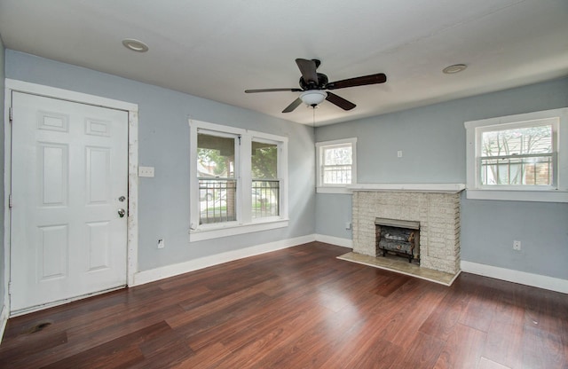 1117 Elliston St, Houston, TX 77023 - unfurnished living room featuring ceiling fan and wood finished floors