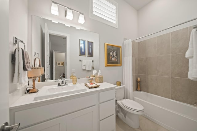 13305 Newcastle Creek Ct, Houston, TX 77059 - full bathroom featuring vanity, shower / bathtub combination with curtain, and tile patterned floors