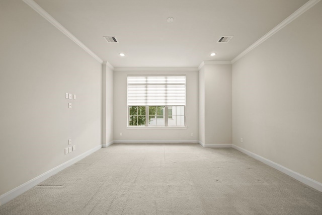 1034 W 26th St Unit D, Houston, TX 77008 - spare room with crown molding, light carpet, and recessed lighting