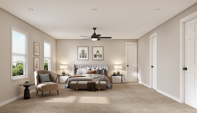 8832 Curry Rd, Houston, TX 77093 - carpeted bedroom featuring recessed lighting and ceiling fan