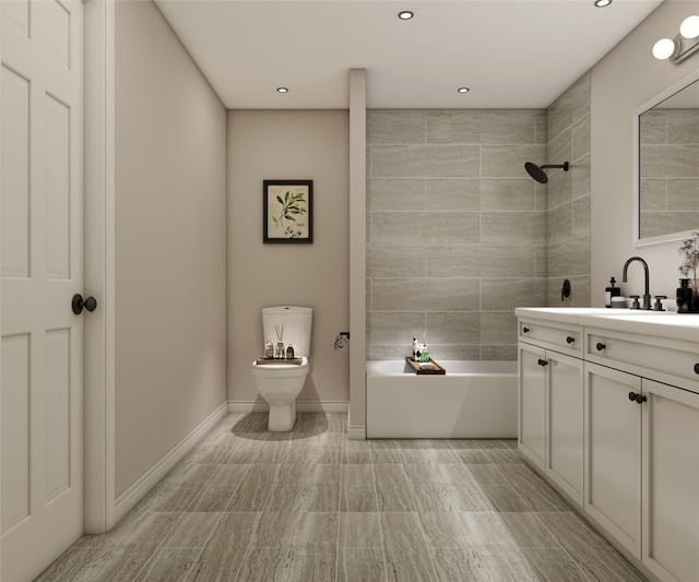 8832 Curry Rd, Houston, TX 77093 - bathroom featuring vanity, recessed lighting, and bathing tub / shower combination