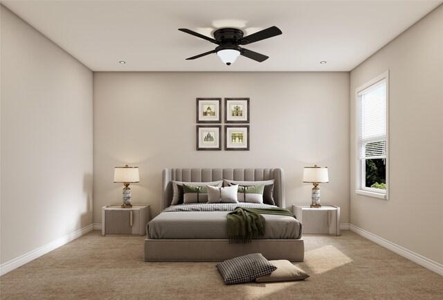 8832 Curry Rd, Houston, TX 77093 - carpeted bedroom featuring baseboards and a ceiling fan