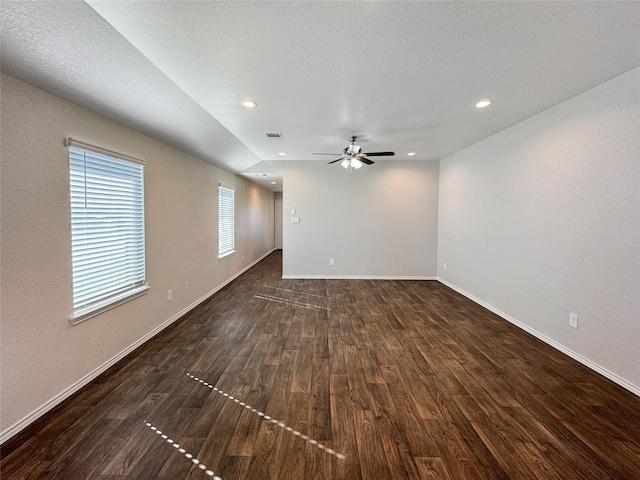 14047 Thunder Pines Dr, Conroe, TX 77302 - spare room featuring dark wood finished floors, ceiling fan, and recessed lighting