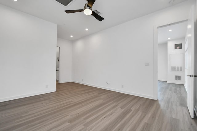 207 Pierce St Unit 301, Houston, TX 77002 - empty room featuring wood finished floors, a ceiling fan, and recessed lighting