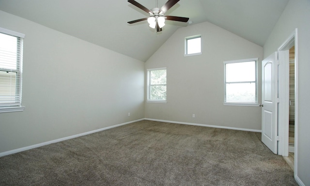 239 Biltmore Loop, Montgomery, TX 77316 - unfurnished bedroom with carpet, high vaulted ceiling, and ceiling fan