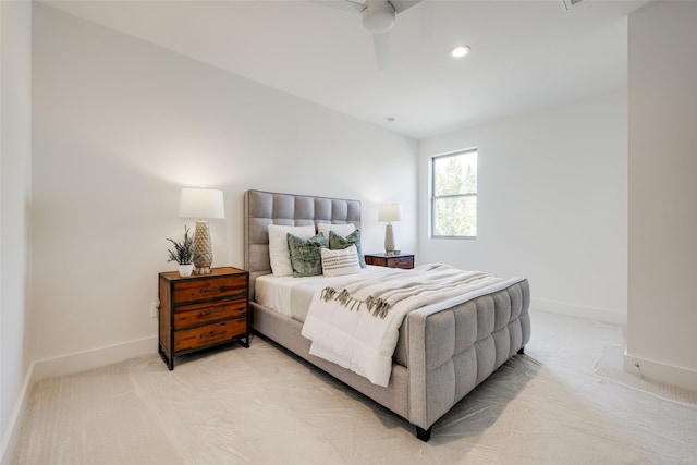 1609 Park St, Houston, TX 77019 - bedroom with light carpet, ceiling fan, and recessed lighting