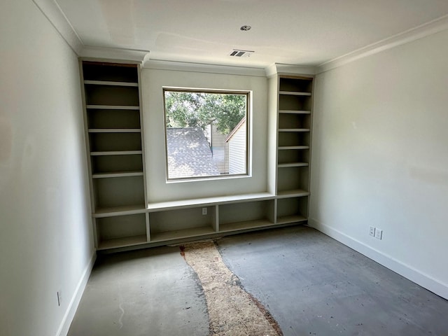 1609 Park St, Houston, TX 77019 - empty room featuring crown molding and concrete floors