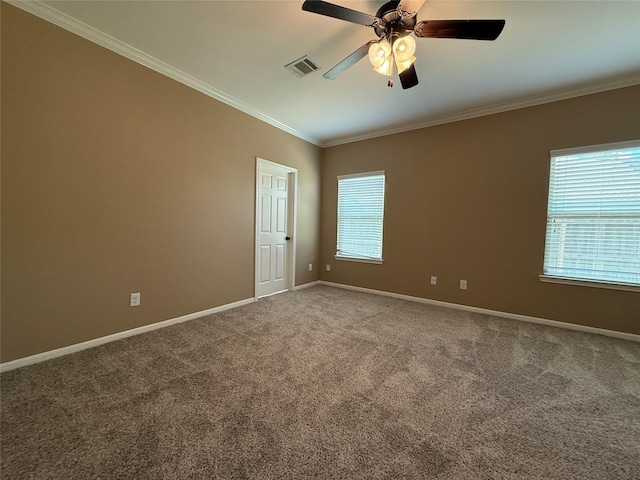 18227 Dusty Terrace Ln, Katy, TX 77449 - carpeted empty room featuring crown molding and ceiling fan