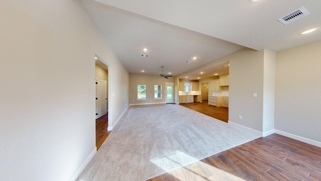 58 Lantana Ct, Lake Jackson, TX 77566 - unfurnished living room with wood finished floors, ceiling fan, and recessed lighting