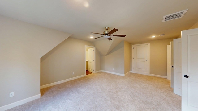 58 Lantana Ct, Lake Jackson, TX 77566 - bonus room featuring ceiling fan, light carpet, recessed lighting, and lofted ceiling