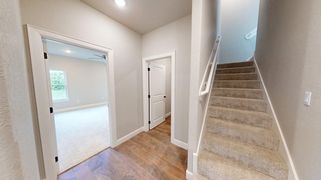 58 Lantana Ct, Lake Jackson, TX 77566 - stairway featuring wood finished floors and baseboards