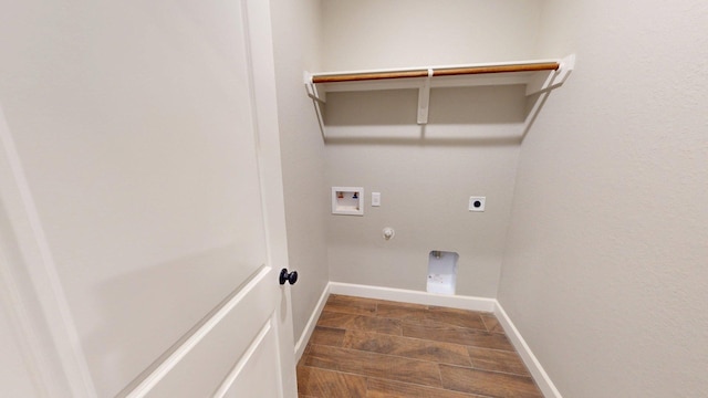 58 Lantana Ct, Lake Jackson, TX 77566 - washroom with hookup for an electric dryer, washer hookup, wood finished floors, and gas dryer hookup