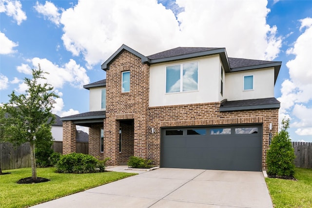 29423 Red Rocks Park Dr, Katy, TX 77494 - view of front facade featuring a garage, stucco siding, driveway, and roof with shingles