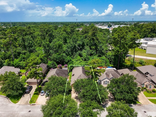 16115 Woodbend Trail Dr, Houston, TX 77070 - aerial perspective of suburban area with property parcel outlined