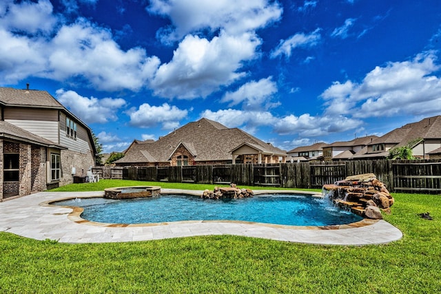 10318 Easterly Ln, Cypress, TX 77433 - view of pool with a fenced backyard and a pool with connected hot tub