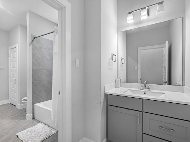 11319 Flying Admiral Dr, Cypress, TX 77433 - bathroom with vanity, tub / shower combination, and tile patterned floors