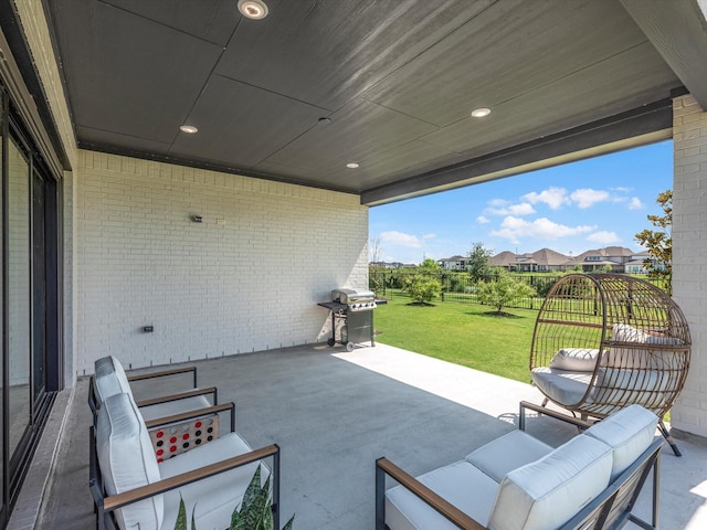 11319 Flying Admiral Dr, Cypress, TX 77433 - view of patio / terrace with a grill, an outdoor hangout area, and a residential view