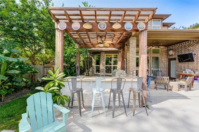 7003 Fall Creek Ln, Missouri City, TX 77459 - view of patio with ceiling fan and a pergola