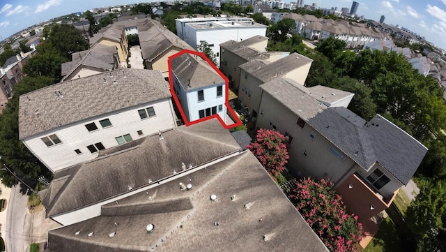 5223 Eigel St, Houston, TX 77007 - aerial perspective of suburban area with property boundaries highlighted