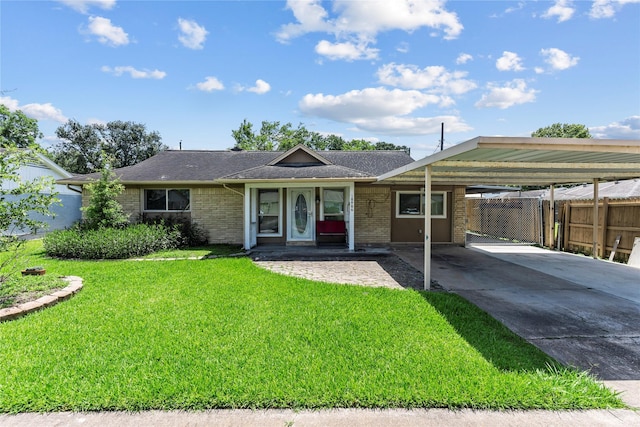 10906 Keese Dr, Houston, TX 77089 - ranch-style house featuring brick siding, concrete driveway, an attached carport, and a shingled roof