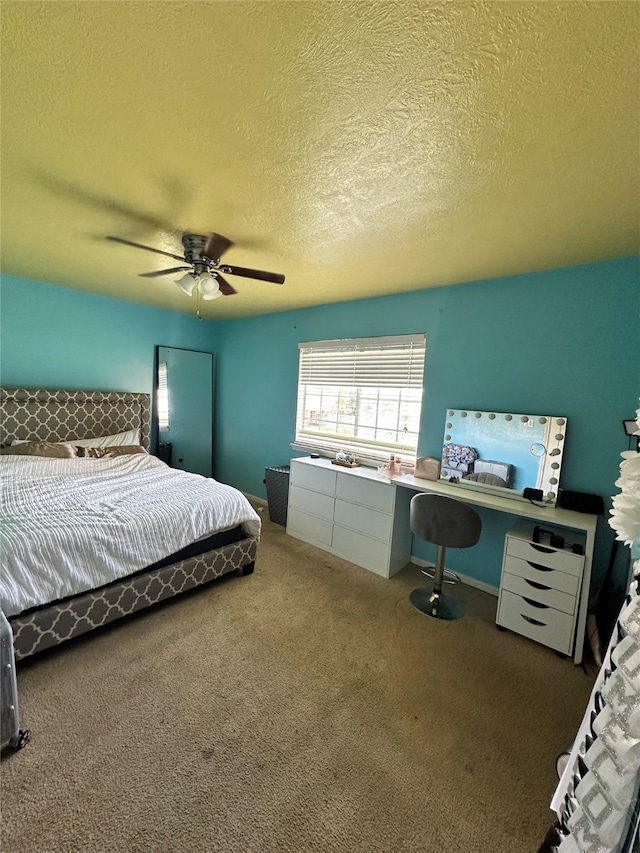 515 Silver Leaf Ct, Pearland, TX 77584 - carpeted bedroom featuring a textured ceiling and a ceiling fan