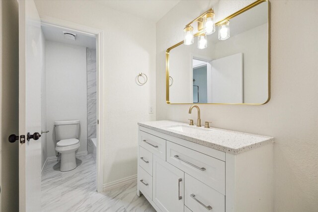 7822 Pacific Pearl St, Houston, TX 77072 - bathroom with marble look tiles, vanity, and  shower combination