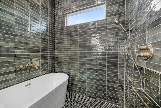 8646 Alcott Dr, Houston, TX 77080 - bathroom with a freestanding tub and tiled shower