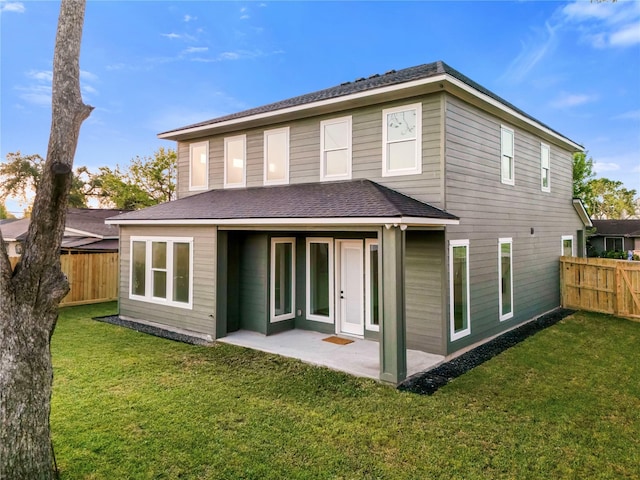 8646 Alcott Dr, Houston, TX 77080 - rear view of property with a fenced backyard, a patio area, and a shingled roof