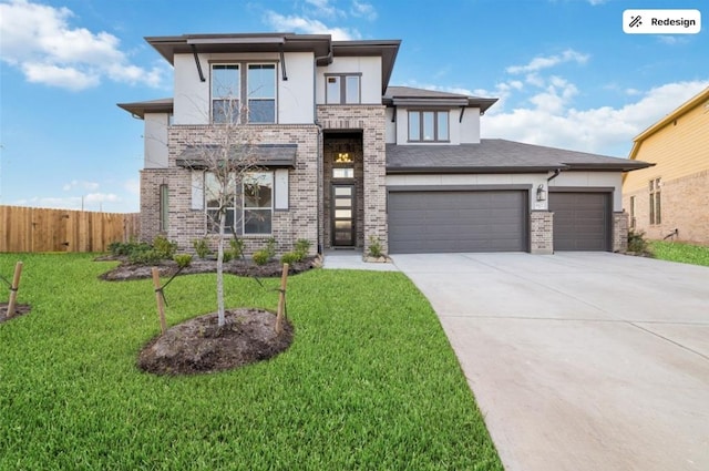 8922 Granary Gate Ln, Richmond, TX 77407 - view of front of house with concrete driveway, stucco siding, brick siding, and an attached garage