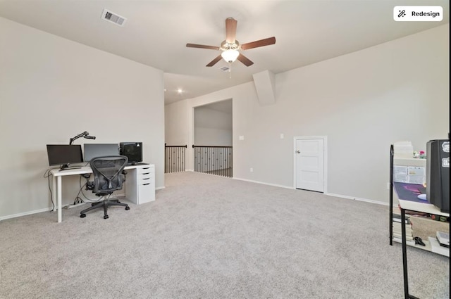 8922 Granary Gate Ln, Richmond, TX 77407 - office with a ceiling fan and carpet