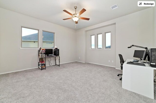8922 Granary Gate Ln, Richmond, TX 77407 - office featuring a ceiling fan and carpet